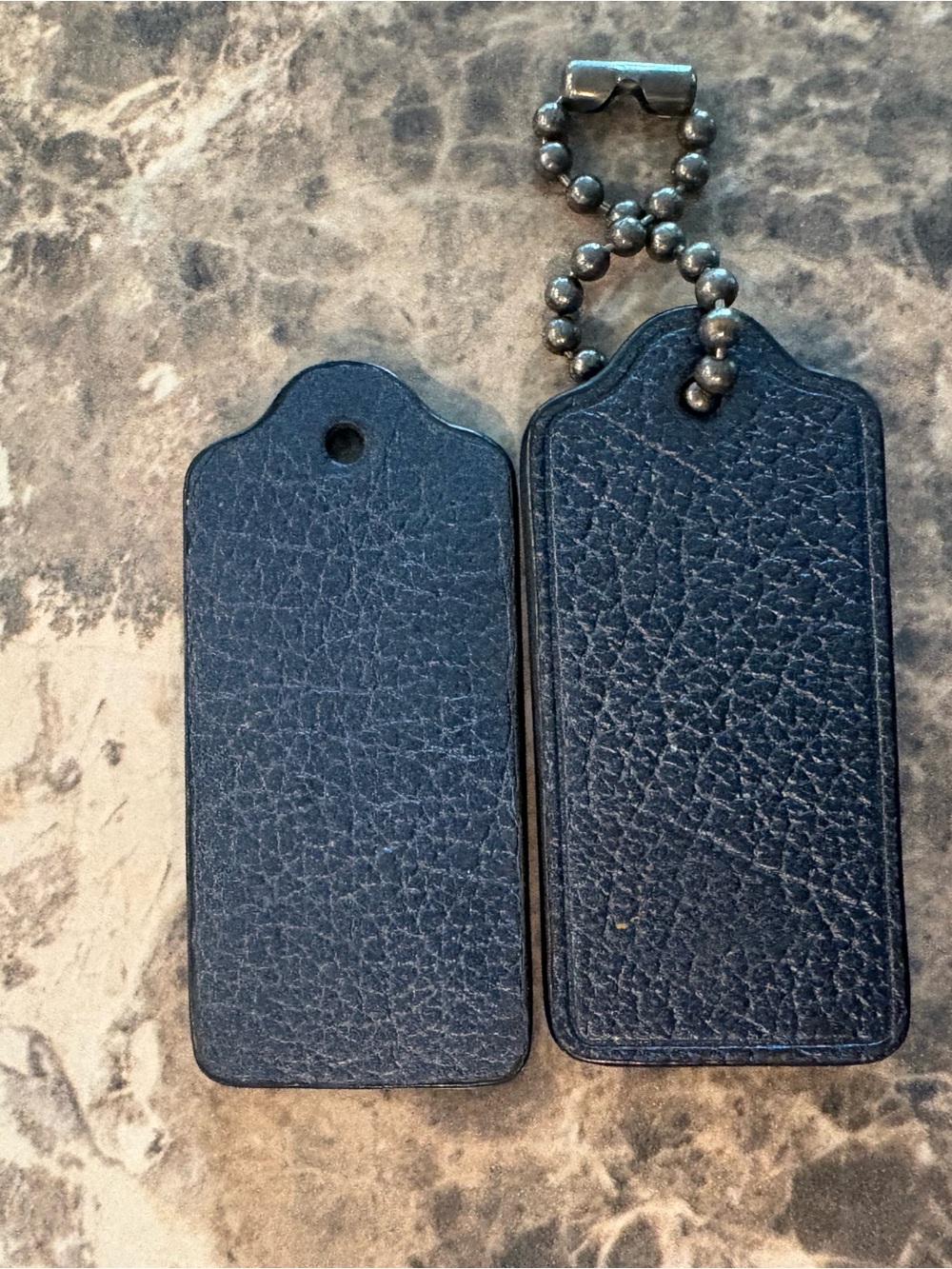 COACH set of 2 metallic navy bag tags - Picture 2 of 2